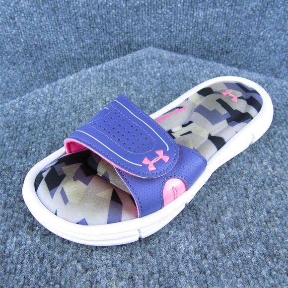 Under Armour Youth Girls Slide Shoes Purple Synthetic Hook & Loop‎ Size 2 Medium - Picture 1 of 9
